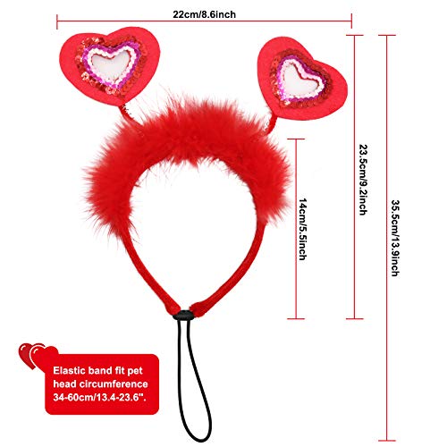 Bwogue Valentine's Day Dog Costume Red Love Hearts Dog Headband With Collar Holiday Birthday Party Headwear Costume Gift For Small Medium Dogs #TOP1