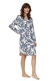 Rösch Nachthemd im blauen Blumen-Druck Stehkragen 100% Baumwolle 1223559 48 16383