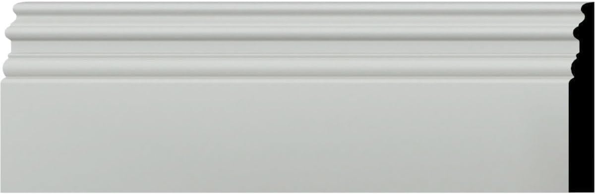 Ekena Millwork Endurathane Hillsborough Baseboard Moulding, 7 3/8"H x 1"P x 94 1/2"L, Factory Primed (12-Pack)