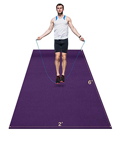 Keolorn Large Yoga Mat 72 x 24 (6 x2 ) x 6mm Non-Slip Purple Workout Mats for Home Gym Flooring - Plyo, Jump, Cardio, MMA Mats Treadmill mat Anti-Tear Exercise Mat Use with or Without Shoes