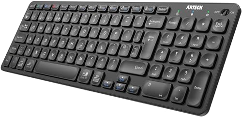 Arteck HB305-2 Universal Multi-Device Bluetooth Keyboard Ultra Compact Wireless Bluetooth Keyboard with Media Hotkeys for Windows iOS iPad OS Android Computer Desktop Laptop Surface Tablet Smartphone