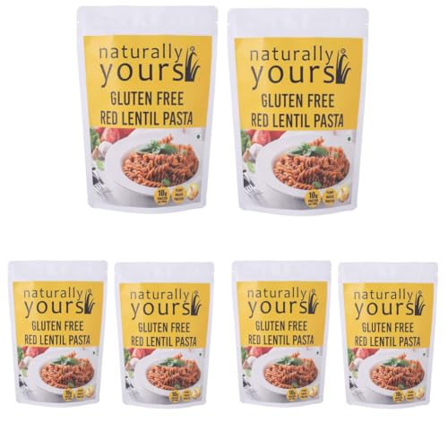 Image of Naturally Yours Red Lentil Pasta | 200g Pack | Gluten-Free, No Maida, No Onion No Garlic, 100% Jain Friendly, Vegan, Preservative-Free | High Plant Protein & Fiber | Healthy Pasta | Pack of 6