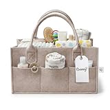 Bebbly Bolsa Organizadora para Pañales de Bebé 18x33x23cm, Cesta Organizadora de Fieltro con 8 Bolsillos Externos y 3...