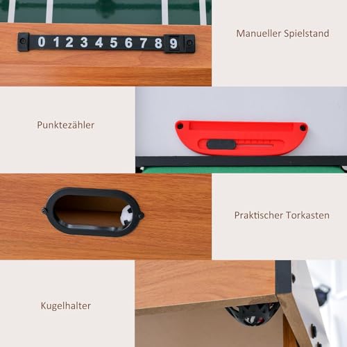 FANTASK 4 in 1 Spieltisch, multifunktionaler hölzerner Billardtisch & Tischtennistisch & Airfield Hockeytisch & Kickertisch