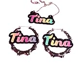 Kids Bamboo Earring Door Knocker Name Necklace Set Matching Necklace Set Gifts for her Birthday gifts Fashion Accessories Name Necklaces