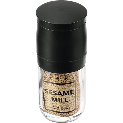 Froiny Moulin à graines de sésame avec bouteille claire sel et poivre Meuleuse réglable de sel et poivre Chef Spice Mill Outil de cuisine