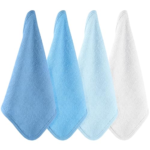Image of CroBlissful 12 Pack Colorful Baby Washcloths 12 * 12 inch Newborn Wash Cloths Baby Soft Cotton Towels Reusable Baby Wipes for Face Baby Shower Gifts, 4 Colors (Blue)