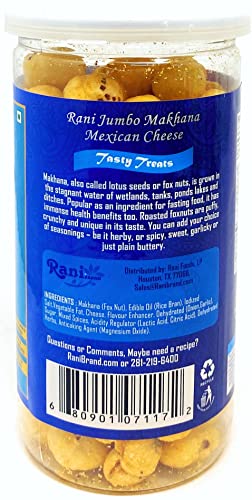 Image of Rani Jumbo Phool Makhana (Fox Nut /Popped Lotus Seed) Mexican Cheese Flavor 2.29oz (65g) Vacuum Sealed, Easy Open Top, Resealable Container ~ Indian Tasty Treats | Vegan | NON-GMO | Indian Origin
