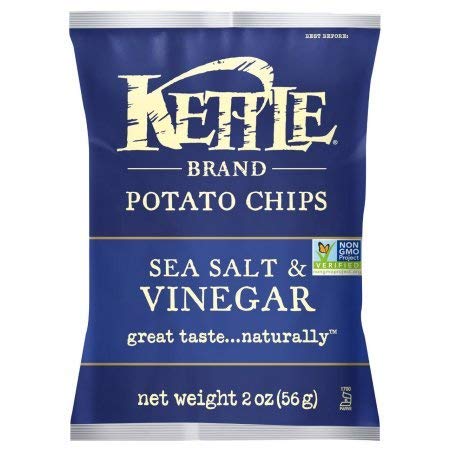Kettle Brand Potato Chips, Sea Salt & Vinegar, 2-Ounce Bags (12 Count)