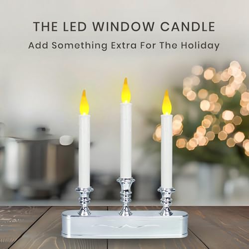 Image of Window Candles Battery Operated with Timer 8 Hours on and 16 Hours Off Led Warm White with Flicker Flame