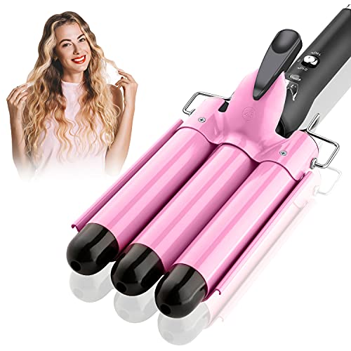 Hair Waver,3 Barrel Curling Iron 25mm(1 inch)Hair Curling Iron with Two Temperature Control ,Heat Up Quickly Beach Waves Curling Iron,Pink Hair Waver,3 Barrel Curling Iron 25mm(1 inch)Hair Curling Iron with Two Temperature Control ,Heat Up Quickly Beach Waves Curling Iron,Pink