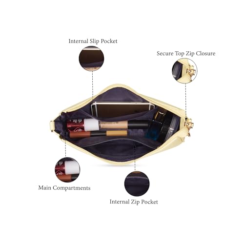 Image of Caprese Visalia Medium Shoulder & Handheld Bag for Women with Secure Zip Closure | Chic, Versatile Design for Everyday Use, Perfect for Office, Travel & Special Events (Dark Beige)