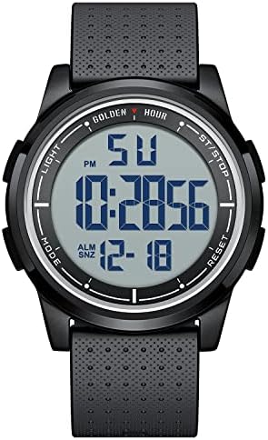 GOLDEN HOUR Ultra-Thin Minimalist Sports Waterproof Digital Watches Men with Wide-Angle Display Rubber Strap Wrist Watch for Men Women