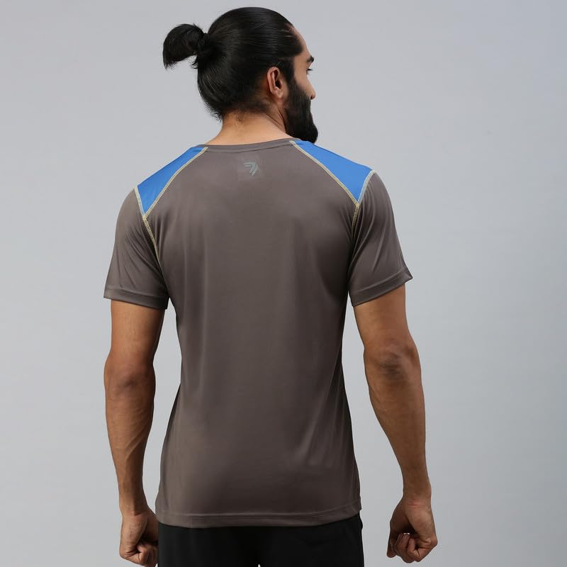 Image of sporto Men's Fast Dry Micro Fiber Solid Regular T-Shirt Half Sleeve|Charcoal