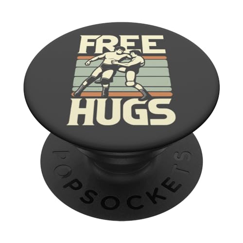 Anillo de lucha libre retro estilo vintage Free Hugs Wrestlers PopSockets PopGrip Intercambiable