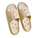 Puramala Zapatillas de baño para hombre con agujeros de drenaje, zapatillas ligeras y antideslizantes, cómodas sandalias de ducha y baño para piscina y playa, Estilo L03 Caqui, 42 EU