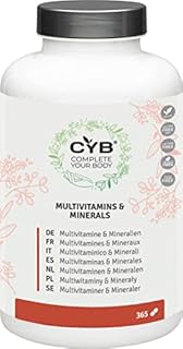 CYB Multivitamins & Minerals - with Vitamins A, C, D, B12, Biotin and more - Vegetarian Daily Supplement - 365 Tablets