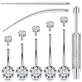 Ylqjksk Piercing de ombligo de acero inoxidable largo y extra, con rosca interna, hipoalergénico, quirúrgico, de 8 a 14 mm, 16 mm, calibre 14, circonita cúbica, piercing para el cuerpo, joyería para