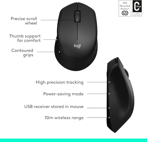 Image of Logitech MK345 Wireless Keyboard and Mouse Combo with Palm Rest, 2.4 GHz USB Receiver, Compatible with PC, Laptop, Black (Pack of 4)
