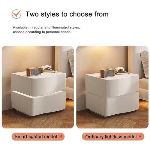 Table de chevet de rangement en bois compacte avec tiroirs et lumières LED - 3