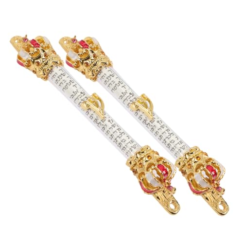 Cabilock 2pcs Metal Mezuzah Crown Design with Hebrew Blessing Craftsmanship for Jewish Housewarming and Hannukah Decor Religious for Sacred Spaces
