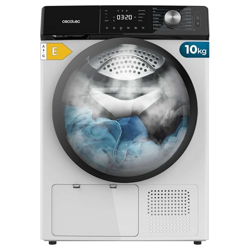 Cecotec Secadora de Ropa Bomba de Calor 10 kg Bolero Dresscode Dry 10355. Clase Equivalente A++, 14 programas, 4 Niveles de Secado, Funciones de Stop&Go, Delay Start, KidLock y DiamondCare, Blanca