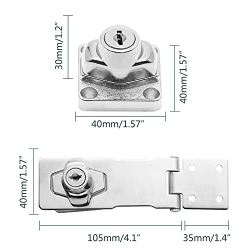Augiimor 4 Inch Keyed Hasp Locks, Silver, 2PCS by Augiimor - Image 3