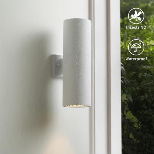 Image of mirrea 18 inch Modern Outdoor Porch Light in 2 Lights, Matte White, 2 Pack