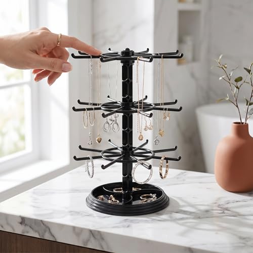 Dzrige 3-Tier Rotating Keychain Display Stand Jewelry Tower Holder - image 1
