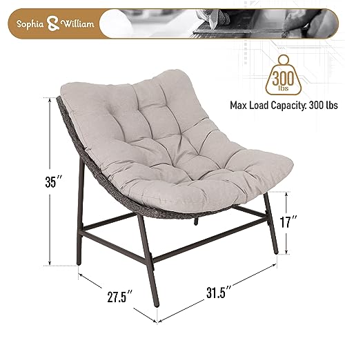 Sophia-William-Outdoor-Papasan-Chairs-with-Cushion-and-Frame-Patio-Rattan-Club-Scoop-Chairs-with-39-Cushions-Oversized-Padded-Lounge-Chairs-Set-of-2-350Ibs-Capacity-Indoor-Outdoor-Use Sophia William Outdoor Papasan Chairs with Cushion and Frame Patio Rattan Club Scoop Chairs with 39 Cushions Oversized Padded Lounge Chairs Set of 2 350Ibs Capacity Indoor Outdoor Use