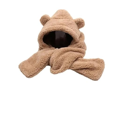 3D Bear Ear Winter Hat with Scarf - Fleece Lined Hooded Cap, Warm Kids Hat Scarf Set for Cold Weather