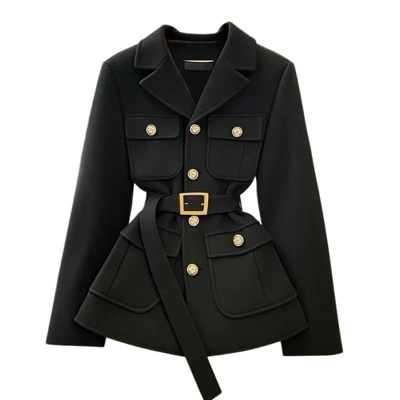 Blazer Donna,Blazer da Donna Elegante con Cintura, Capospalla Versatile, Giacca da Completo con Bottoni e Revers alla Moda