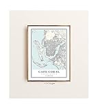 Cape Coral Florida Map Poster | 11x17 16x24 24x36 Minimalist Unframed Wall Art | Modern Artwork Print | Vintage Antique Rustic Old Style Home Decor