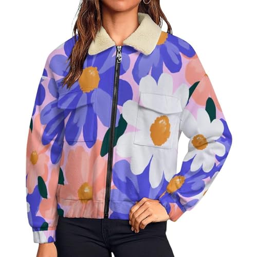 Veste femme graffiti de fleurs hiver polaire manches longues