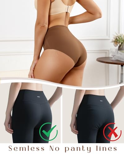 LEVAO Seamless Underwear for Women High Waisted Ladies Panties Full Coverage Breifs Stretch No Show Panty 4 Pack S-XXL