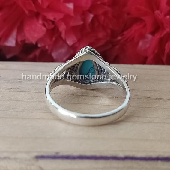 Exquisite Turquoise Teardrop Ring - Boho Handmade Blue Gemstone Statement Ring, Promise Gift & Thoughtful Valentine's Day Gift