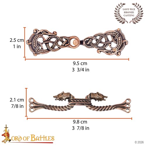 Image of Lord of Battles Viking Cloak Clasp Bronze Cloak Pin Celtic Brooch Pin for Cloak Scarf, Shawl Handmade Lost-Wax Cast Bronze
