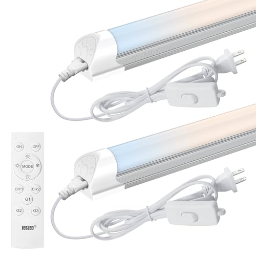 Image of JESLED LED Shop Lights 4FT with Remote, 45W 5400LM Dimmable Linkable Garage Light, 3000K-7000K Adjustable Color Temperature, for Workshop, Basement, Workbench, ETL Listed 2 Pack