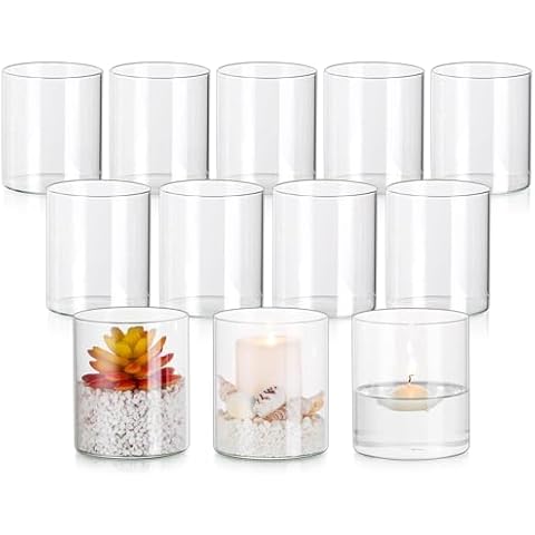 Glasseam Hurricane Glass Candle Holder Set of 12 Cover