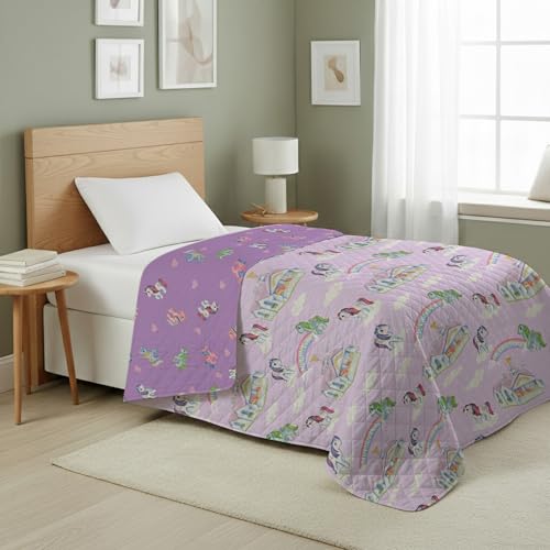 Image of Northwest My Little Pony Vintage Pony Party Quilted Throw Blanket - Official Fleece Blanket Featuring Classic Ponies, Soft Lightweight Bedding for Bed, or Couch, 60 x 80 Inches