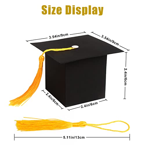 CCINEE Graduation Candy Boxes,30pcs DIY Grad Cap Box for Graduation Gift Graduation Party Favors Chocolate Sweet Box Graduate Decorations Souvenir Graduation Ceremony Supplies (Black)