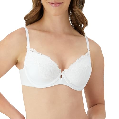 Maidenform Womens Comfort Devotion Your Lift Underwire With Lace Trim, Convertible Straps Bra, White, 40C US