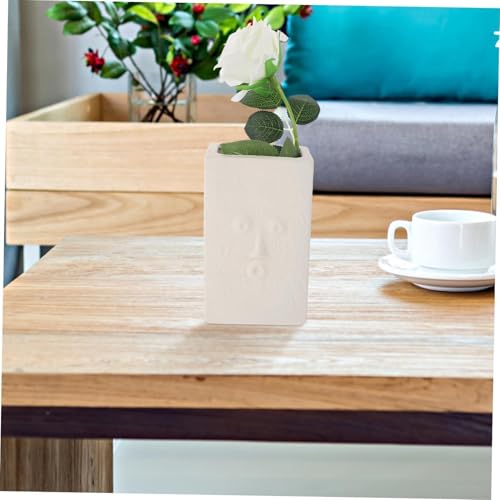 Vase blanc tête en béton et pot de fleurs visage humain pour décoration de table - 4