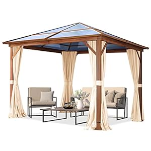 TOOLPORT Forest Gartenpavillon 3x3m Holzoptik Champagner