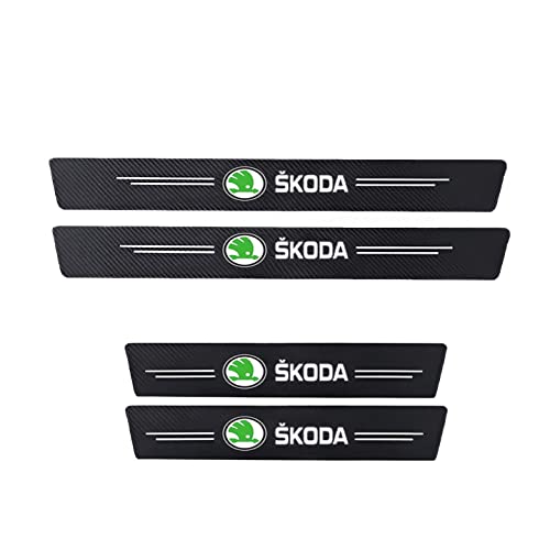 Image of Car Door Sill Carbon Fiber Wrap PPF Film Anti Scratch Guard Protector Stickers Accessories Compatible for Slavia, Kushaq, Kodiaq, Kylaq, Superb, Rapid, Octavia, Fabia, Laura, Karoq