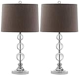 SAFAVIEH Lighting Collection Keeva Modern Crystal Ball/ Grey Shade 27-inch Bedroom Living Room Home Office Desk Nightstand Table Lamp Set of 2 (LED Bulbs Included)