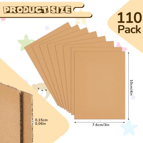 Image of Henoyso 110 Pack 3 X 4 Inch Brown Cardboard Sheets