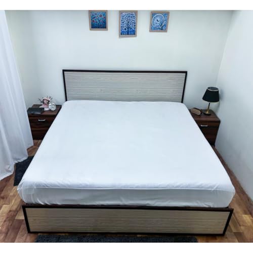 Image of Premium 100 Percent Waterproof Mattress Protector with Elastic Non-Woven | Hypoallergenic Mattress Cover Fitted Bed Protector for Queen Size Bed 60x80 Inch Fit On 10 Inch 5X6.7 Feet, White
