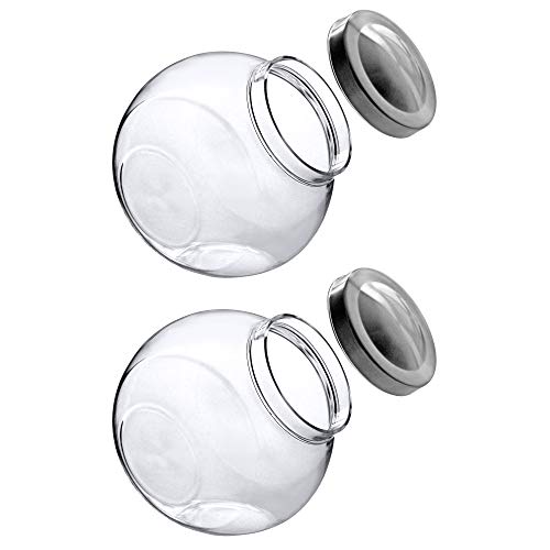 Amazing Abby - Sweet Caroline - 2-Pack 75-Ounce Plastic Candy Jar With Stainless Steel Lid, Cookie Jar, Apothecary Jar, Bpa-Free, Shatter-Proof, Great For Candy Buffet, Decorative Display, And More #TOP3