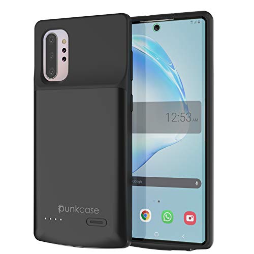 PunkJuice Galaxy Note 10 Plus Battery Case, 6000mAh Fast Charging Extended Power Bank W/Screen Protector | IntelSwitch | Slim, Secure and Reliable Compatible W/Samsung Galaxy Note 10+ Plus [Black]